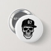 67 Schädel Halloween Brainrot Meme Six Seven Kids Button (Vorne & Hinten)