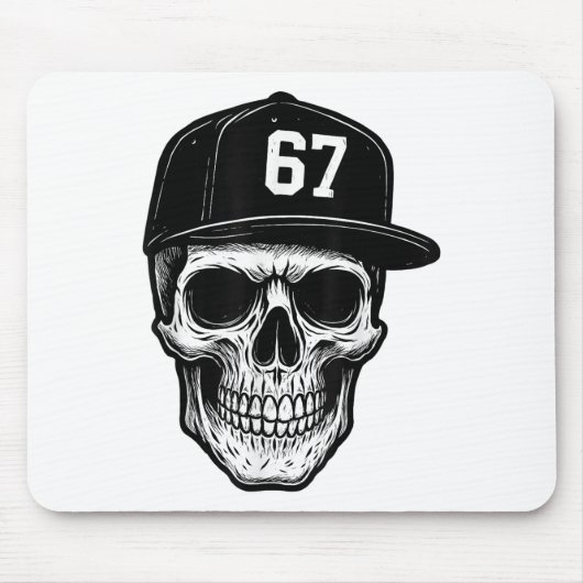 67 Schädel Halloween Brainrot Meme Six Seven Kinde Mousepad (Vorne)