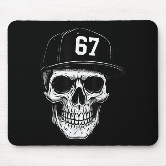 67 Schädel Halloween Brainrot Meme Six Seven Kinde Mousepad (Vorne)