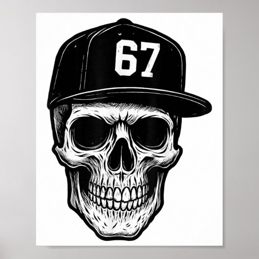 67 Schädel Halloween Brainrot Meme Six Seven Kinde Poster (Vorne)