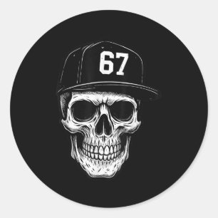 67 Schädel Halloween Brainrot Meme Six Seven Kinde Runder Aufkleber