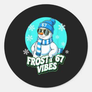 67 Schneemann Vibes Winter Six Seven Weihnachten M Runder Aufkleber
