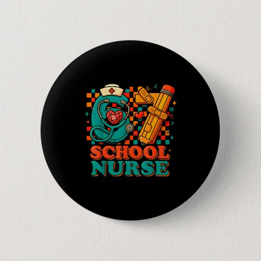 67 School Nurse Days Pencil Heart Funny Medical Button (Vorderseite)