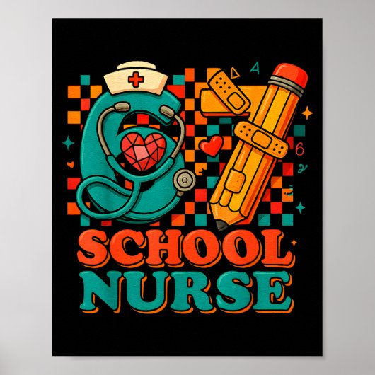 67 School Nurse Days Pencil Heart Funny Medical  Poster (Vorne)