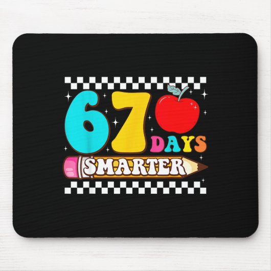 67. Schultag 67 Tage schlauer Lehrer Junge Mädchen Mousepad (Vorne)
