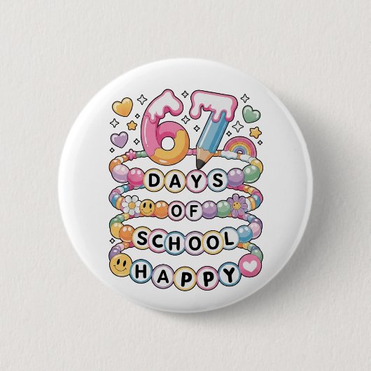67 Schultage Bunter Klassenraum Lehrer Button (Vorderseite)