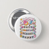 67 Schultage Bunter Klassenraum Lehrer Button (Vorne & Hinten)
