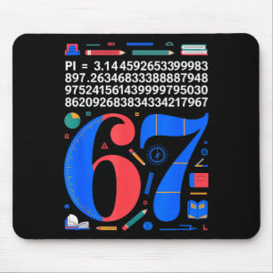67 Schultage Lehrer Kind Junge 67 Mathe Pi Zahl Mousepad