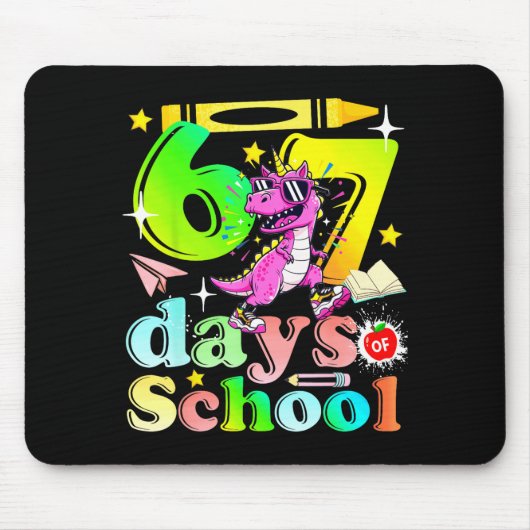 67 Schultage Lustig 6-7 Kinder Mädchen Einhorn Din Mousepad (Vorne)