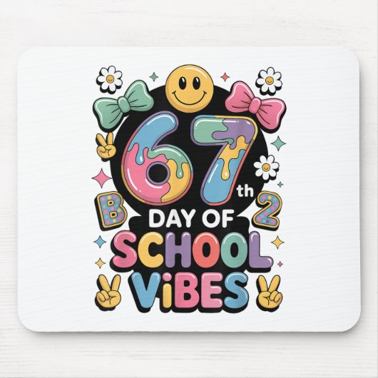 67 Schultage Meme100. Schultag Vibes Pi Mousepad (Vorne)