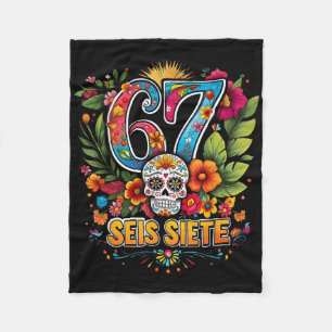 67 Seis Siete Farbige mexikanische Meme-Folk-Art-D Fleecedecke