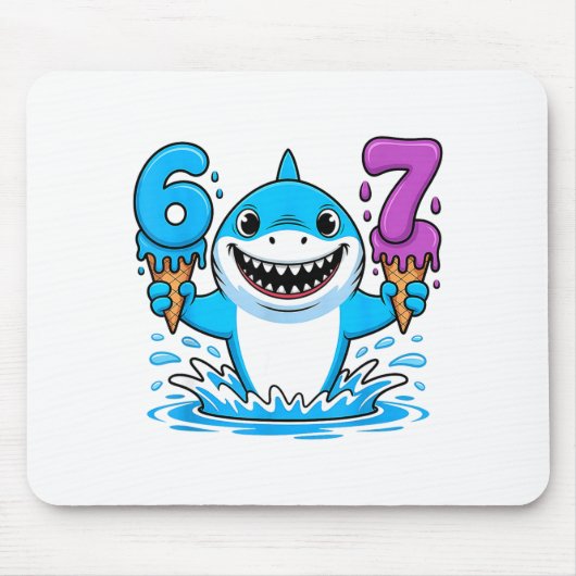 67 Shark Six Seven Ice Cream Drip Funny Gen Alpha Mousepad (Vorne)