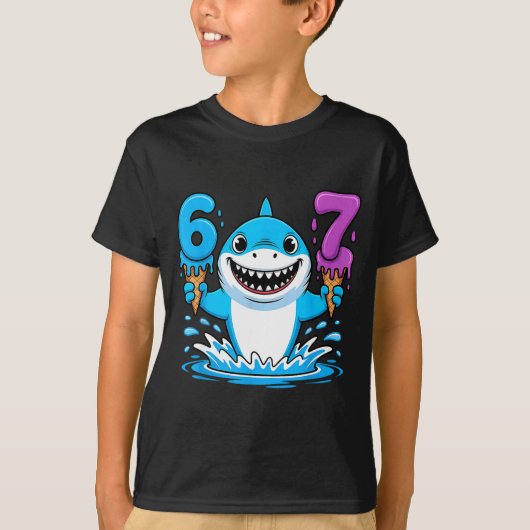 67 Shark Six Seven Ice Cream Drip Funny Gen Alpha  T-Shirt (Vorderseite)