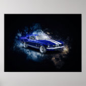 67 Shelby Blue mit weißen Streifen Poster (Vorne)