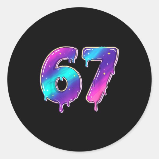 67 Shirt, 67 Meme Baseball Lifestyle 101 Apparel Y Runder Aufkleber (Vorderseite)