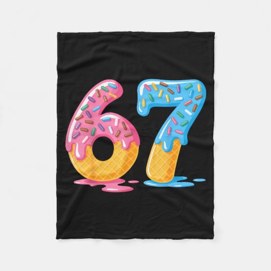 67 Shirt Ice Cream Shorts Funny Meme Slang Six Sev Fleecedecke (Vorderseite)