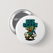67 Sick Seven Halloween-Kostüm Lustiger Wortwitz M Button (Vorne & Hinten)