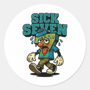 67 Sick Seven Halloween-Kostüm Lustiger Wortwitz M Runder Aufkleber