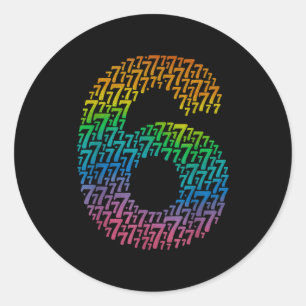 67 Siebenundsechzig Halloween-Kostüm Regenbogen Lu Runder Aufkleber