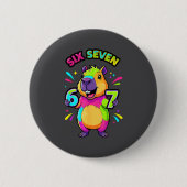 67 Six Capybara Cartoon Seven Team Button (Vorderseite)