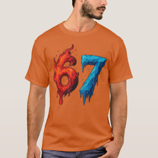 67 Six Seven 67 Flammendes Eis Lustige Teenager Ki T-Shirt