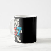 67 Six Seven 6 7 Cat Funny Kaffeetasse (Vorderseite Links)
