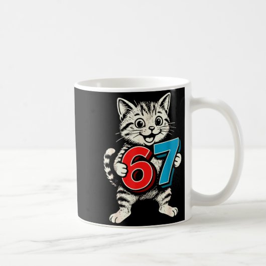 67 Six Seven 6 7 Cat Funny Kaffeetasse (Rechts)