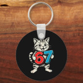 67 Six Seven 6 7 Cat Funny Schlüsselanhänger (Vorderseite)
