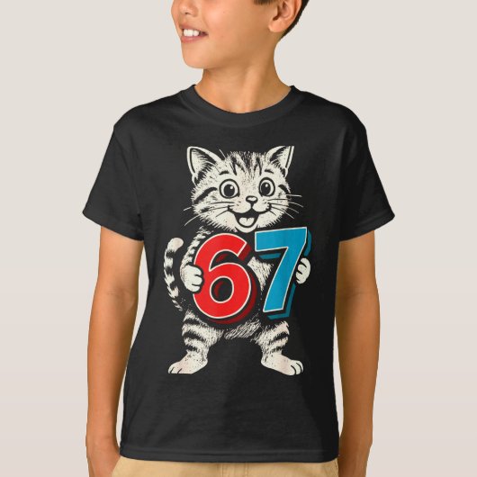 67 Six Seven 6 7 Cat Funny T-Shirt (Vorderseite)