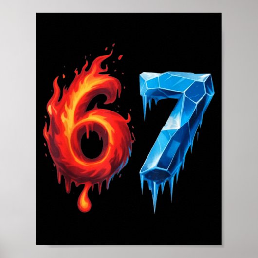 67 Six Seven 6-7 Flaming Ice - Funny Teen Kids Bra Poster (Vorne)