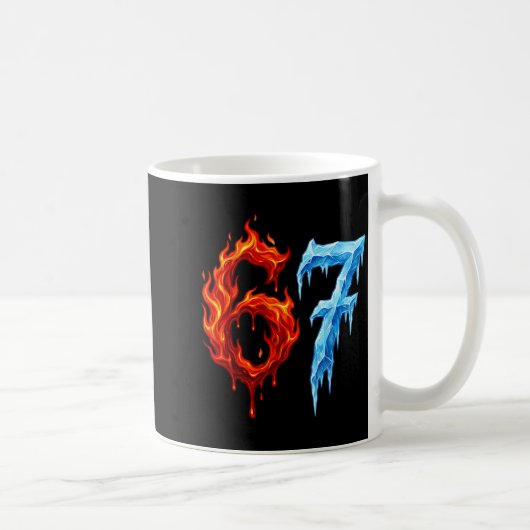 67 Six Seven 6-7 Flaming Ice Funny Teen Kids Meme Kaffeetasse (Rechts)