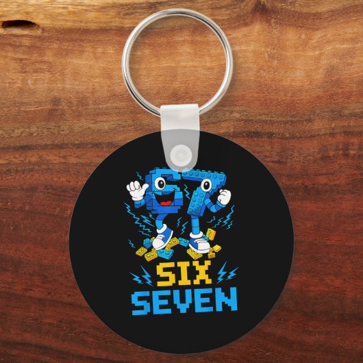 67 Six Seven 6-7 Funny Brainrot Meme Teens Gen Alp Schlüsselanhänger (Vorderseite)