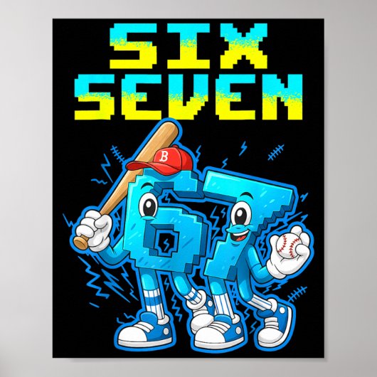 67 Six Seven 6-7 - Funny Italian Brainrot Kids Bas Poster (Vorne)