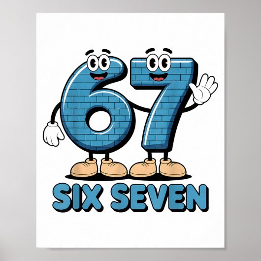 67 Six Seven 6-7 Funny Italian Brainrot Kids Gamin Poster (Vorne)