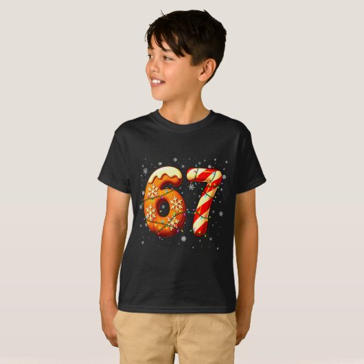 67 Six Seven 6-7 Gingerbread Candy Cane Christmas T-Shirt (Vorne ganz)