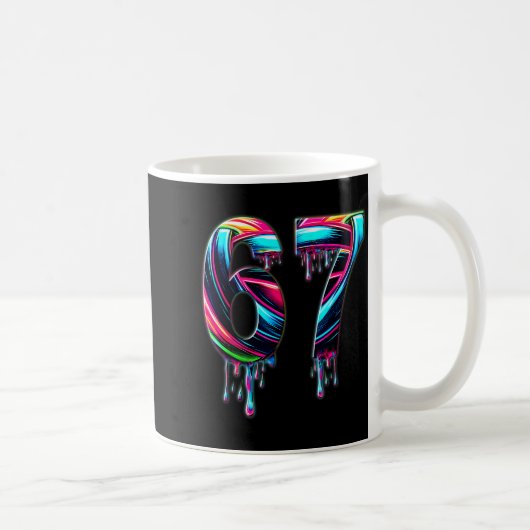 67 Six Seven 6 7 Meme Design Lustig 6 7 Kaffeetasse (Rechts)