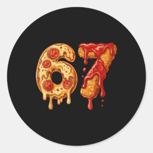 67 Six Seven 6-7 Pizza & Chicken Nugget - Kinder-B Runder Aufkleber
