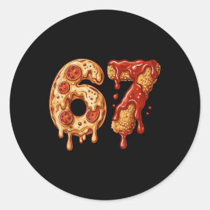 67 Six Seven 6-7 Pizza & Chicken Nugget - Kinder B Runder Aufkleber