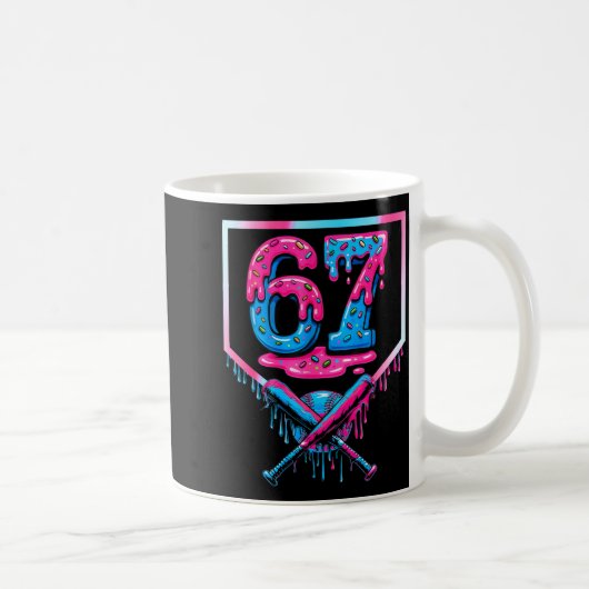 67 Six Seven Baseball Ice Cream Drip Cool Meme 67  Kaffeetasse (Rechts)