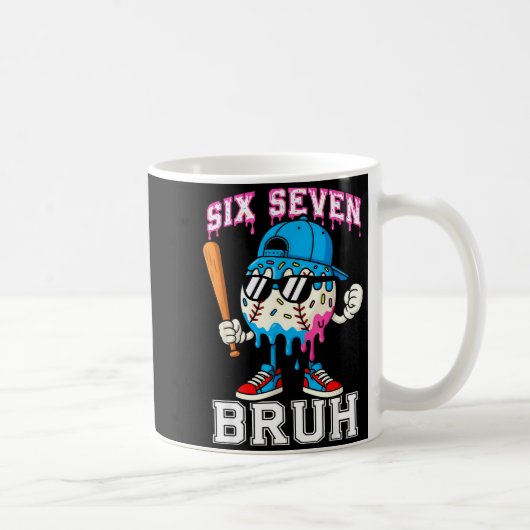 67 Six Seven Baseball Ice Cream Drip Number 67 Pla Kaffeetasse (Rechts)