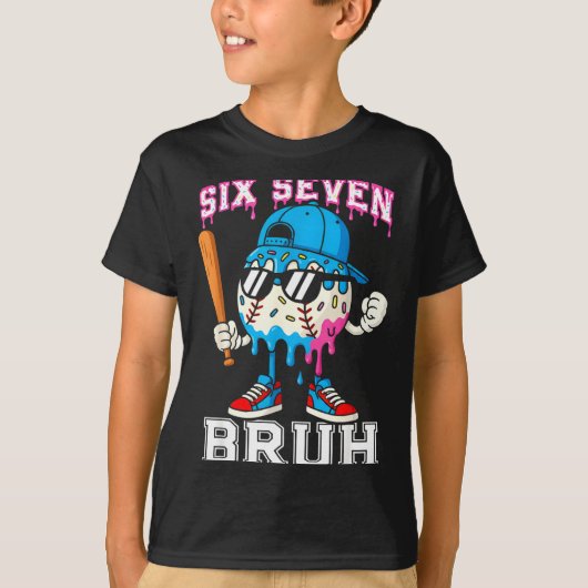 67 Six Seven Baseball Ice Cream Drip Number 67 Pla T-Shirt (Vorderseite)