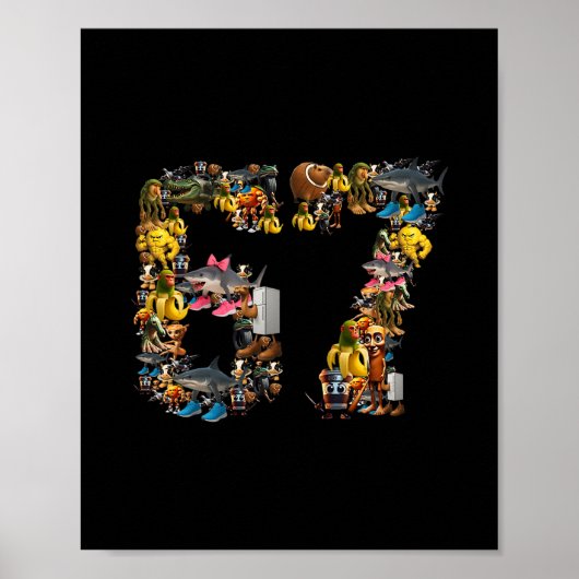 67 Six Seven Birthday Meme Viral Italian Brainrot  Poster (Vorne)