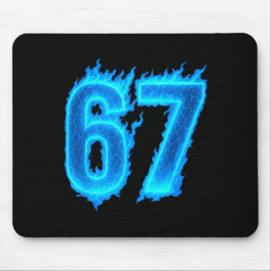 67 Six Seven Blaue Flamme Bunt Cool Lustig 6 7 Mic Mousepad
