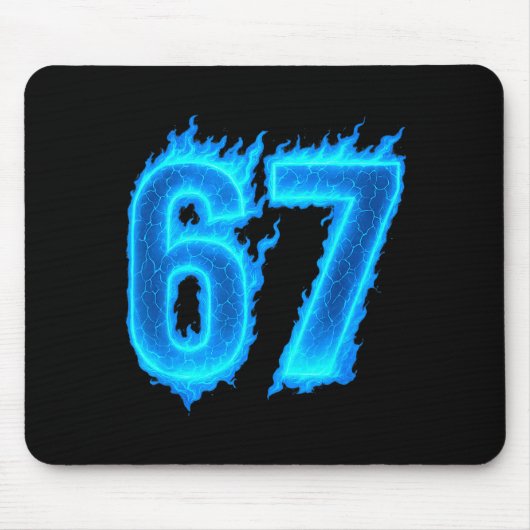 67 Six Seven Blaue Flamme Bunt Cool Lustig 6 7 Mic Mousepad (Vorne)