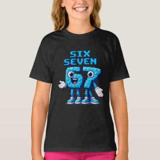 67 Six Seven Blaue Retro-Popkultur T-Shirt