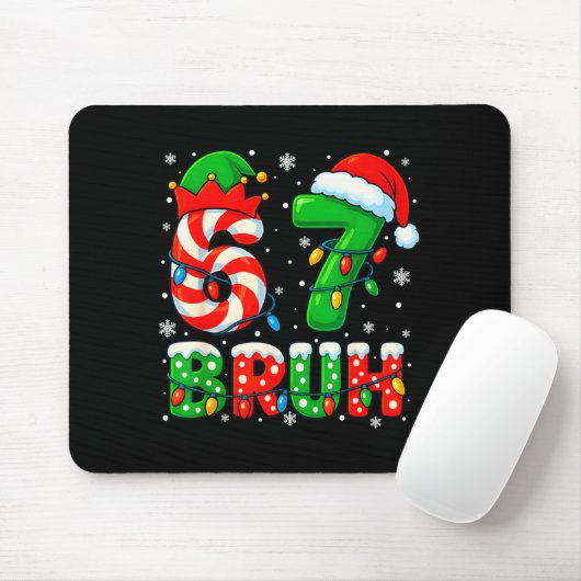 67 Six Seven Bruh 6 7 Meme Funny Christmas Santa E Mousepad (Mit Mouse)