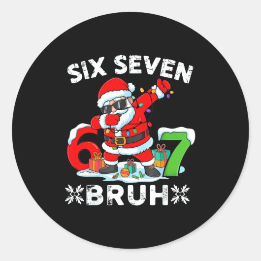 67 Six Seven Bruh Christmas 6 7 Meme  Runder Aufkleber (Vorderseite)