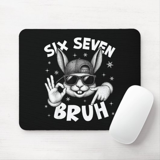67 Six Seven Bruh Cute Bunny Face With Sungles Eas Mousepad (Mit Mouse)