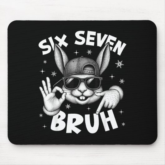 67 Six Seven Bruh Cute Bunny Face With Sungles Eas Mousepad (Vorne)