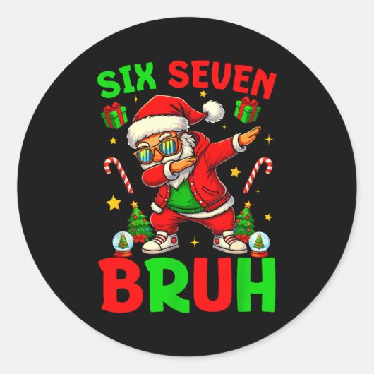 67 Six Seven Bruh Funny Christmas 6 7 Meme Men Wom Runder Aufkleber (Vorderseite)